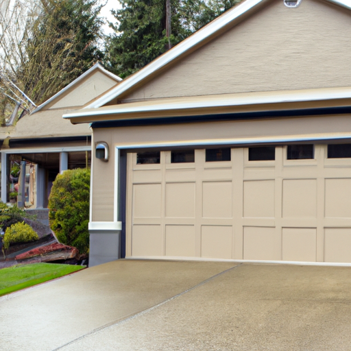 Suburban home in Duvall, WA with a sectional garage door and damp driveway under overcast sky.